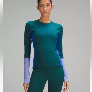 Lululemon Keep the Heat Thermal Wool Long-Sleeve Shirt Colorblock Size 2